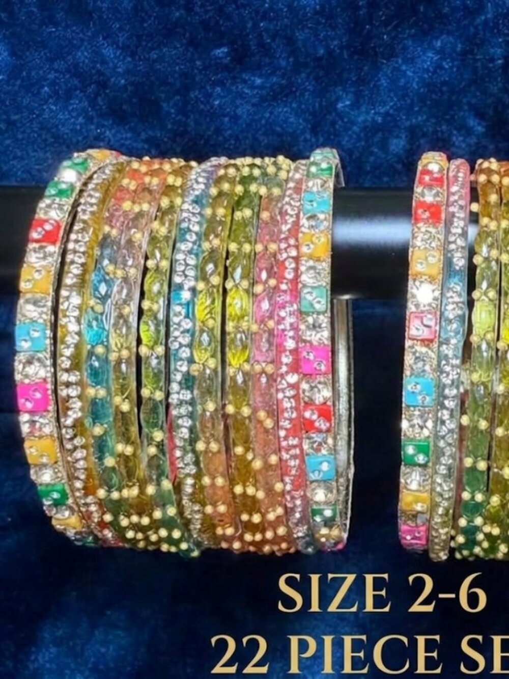 Traditional Rhinestone Bangle Set for Women - Ethnic Stackable Bridal Bracelets